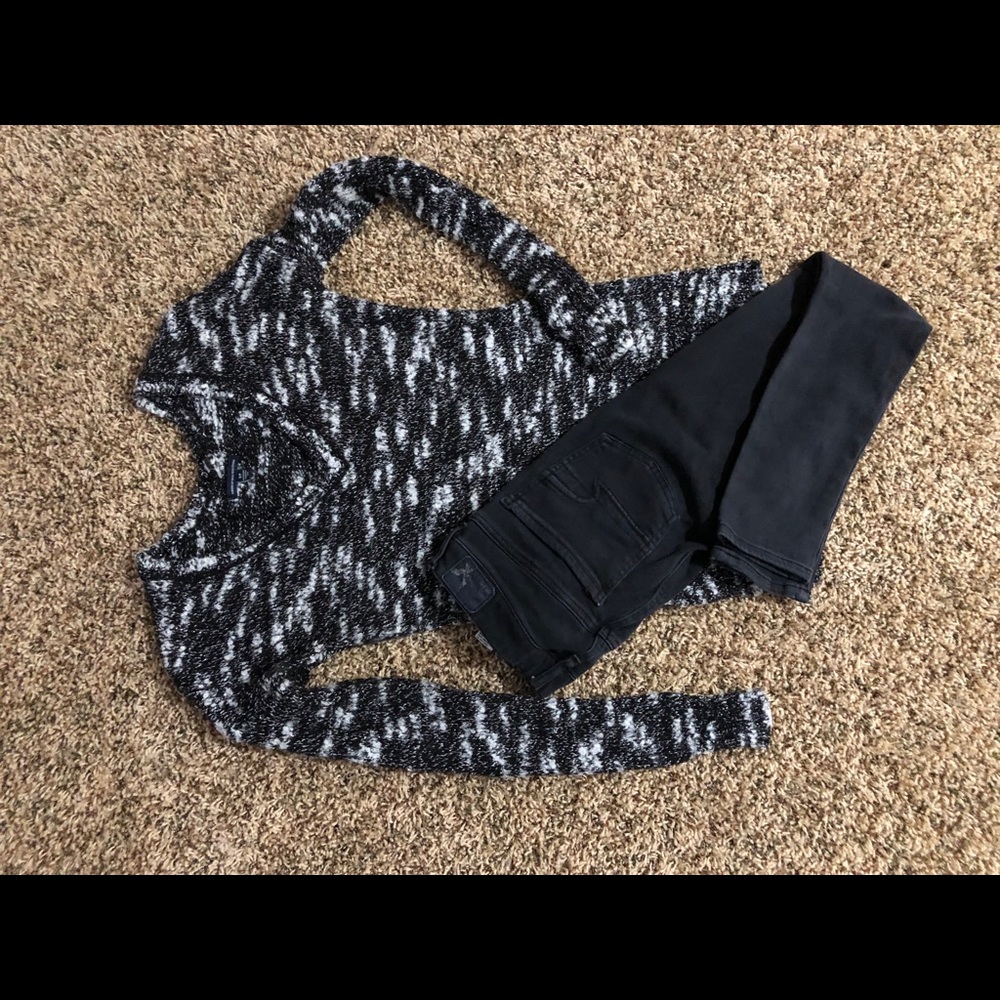 Black AE jeans size-6, AE Sweater size-S